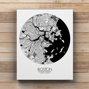 Boston sur toile city map rond