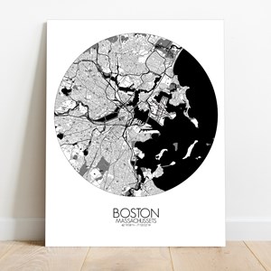 Boston sur toile city map rond