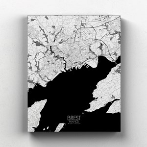 Brest sur toile city map n&b