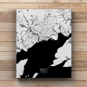 Brest sur toile city map n&b