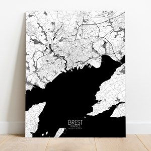 Brest sur toile city map n&b