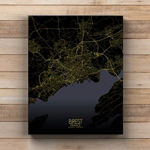 Brest sur toile city map nuit