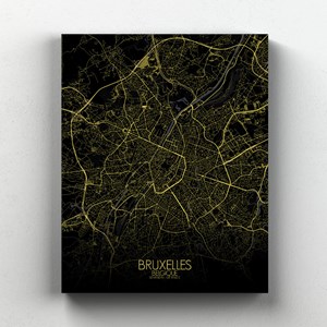 Bruxelles sur toile city map nuit