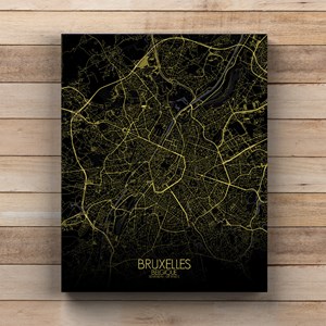 Bruxelles sur toile city map nuit