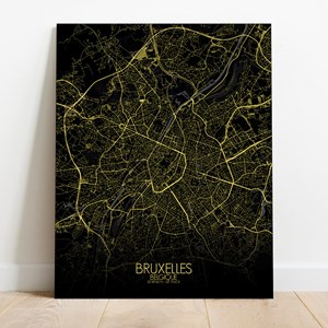 Bruxelles sur toile city map nuit