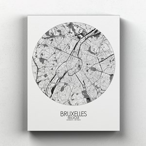 Bruxelles sur toile city map rond