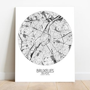 Bruxelles sur toile city map rond