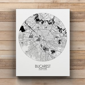Bucarest sur toile city map rond