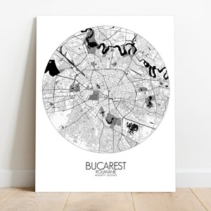 Bucarest sur toile city map rond