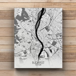 Budapest sur toile city map n&b