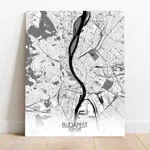 Budapest sur toile city map n&b