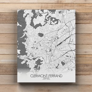 Clermont sur toile city map n&b