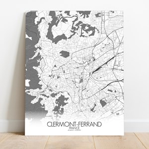 Clermont sur toile city map n&b