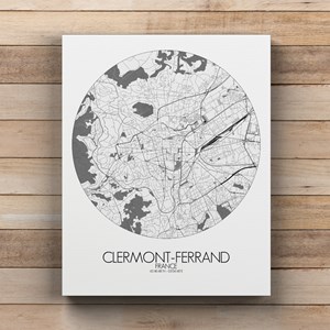 Clermont sur toile city map rond