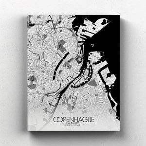 Copenhague sur toile city map n&b