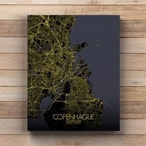 Copenhague sur toile city map nuit