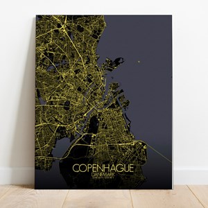 Copenhague sur toile city map nuit