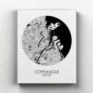 Copenhague sur toile city map rond