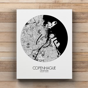 Copenhague sur toile city map rond
