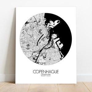 Copenhague sur toile city map rond