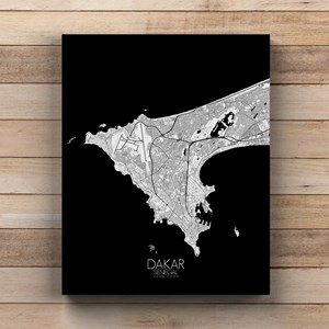 Dakar sur toile city map n&b