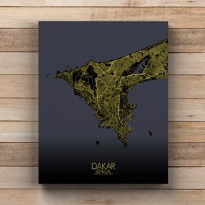 Dakar sur toile city map nuit