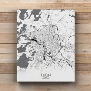 Dijon sur toile city map n&b