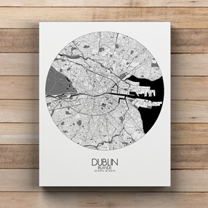 Dublin sur toile city map rond