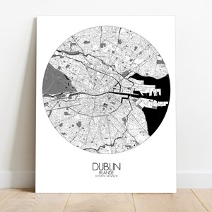 Dublin sur toile city map rond