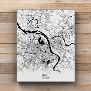 Hanoi sur toile city map n&b