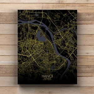 Hanoi sur toile city map nuit