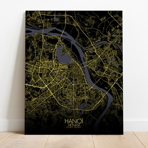 Hanoi sur toile city map nuit