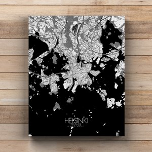 Helsinki sur toile city map n&b