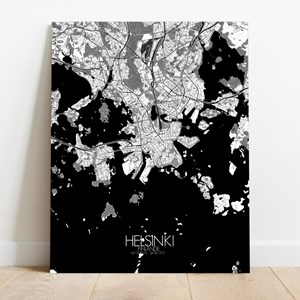 Helsinki sur toile city map n&b