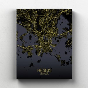 Helsinki sur toile city map nuit
