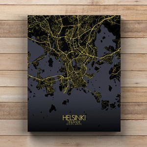 Helsinki sur toile city map nuit