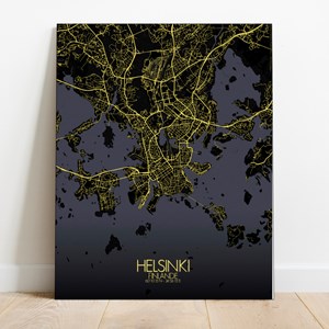 Helsinki sur toile city map nuit