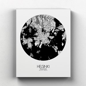Helsinki sur toile city map rond