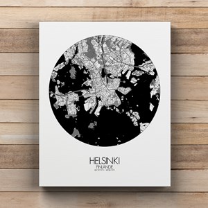Helsinki sur toile city map rond
