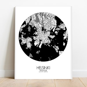 Helsinki sur toile city map rond