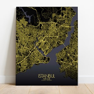 Istanbul sur toile city map nuit