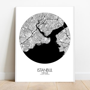 Istanbul sur toile city map rond