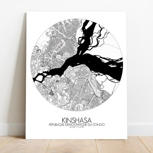 Kinshasa sur toile city map rond