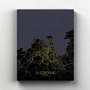 La corogne sur toile city map nuit
