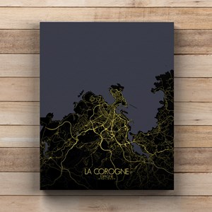 La corogne sur toile city map nuit