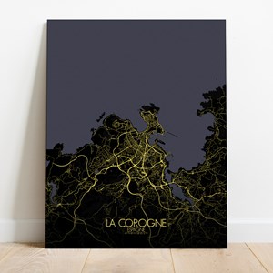 La corogne sur toile city map nuit
