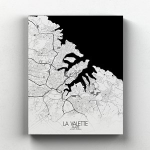 La valette sur toile city map n&b