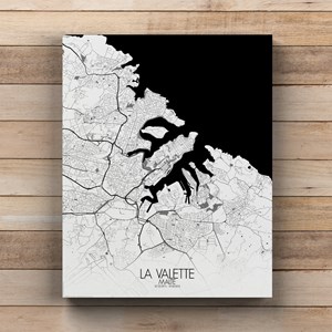 La valette sur toile city map n&b