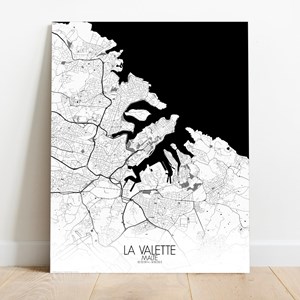 La valette sur toile city map n&b