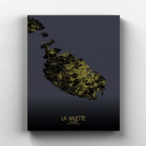 La valette sur toile city map nuit
